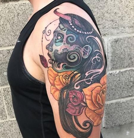 Tattoos - Jesse Carlton Horned Woman On Profile - 138967